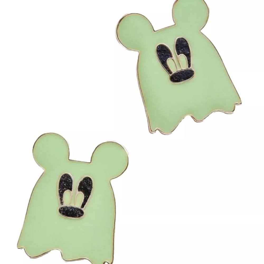 NEW Disney Baublebar Mickey Mouse Ghost Stud Earrings Glow in the Dark Halloween